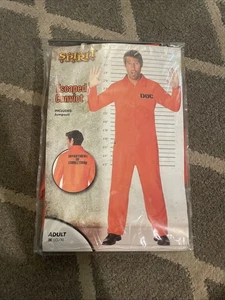 Spirit Halloween "Escaped Convict" Jumpsuit Costume LG/XL - Picture 1 of 4
