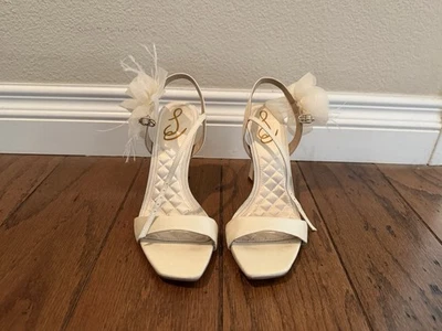 Sam Edelman Shoes Women's Size 7.5 Ivory Leana Silk Floral Heels Bridal Wedding - Image 1 of 4