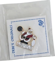 Vintage Bowling Lapel Pin DEBE'S ORIGINALS "I Believe In Santa Claus" - Picture 1 of 3