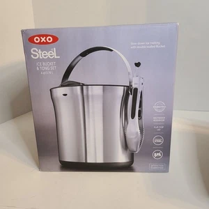 OXO Steel Ice Bucket & Tong Set (05073) New - Picture 1 of 4