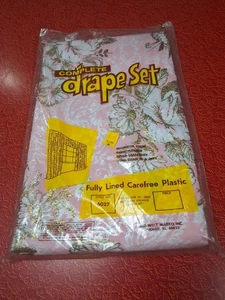 RARE True Vintage Mid Century 50s DEADSTOCK ~PLASTIC~ Complete Drape Set Curtain MCM - Bild 1 von 8