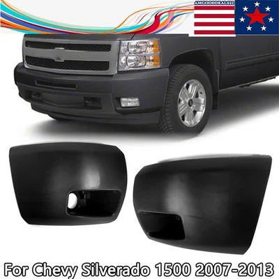 For 2007-2013 Chevrolet Silverado 1500 Pair Set Front Bumper Face Bar End Caps - Image 1 of 4