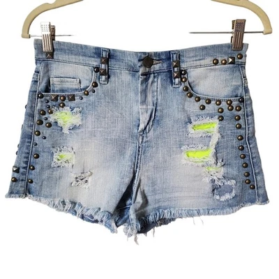 Blank NYC Punk Studded High Rise Cut-Off Jean Shorts Size 26 - Image 1 of 4