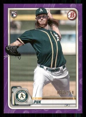 2020 Bowman Purple #64 A.J. Puk /250 - Image 1 of 2