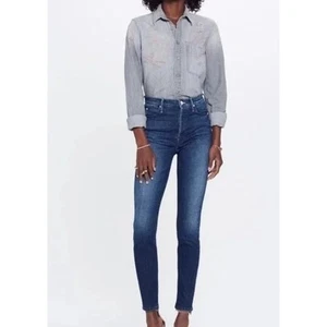 Pantalones de mezclilla al tobillo Mother The Stunner In the Royal Treatment tiro alto ajustados talla 26 - Imagen 1 de 16