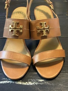 Tory Burch Buckled Ankle Sandals Brown/Tan Leather Women’s Size 8.5 - Picture 1 of 8