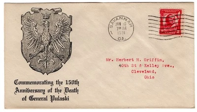 #690 Pulaski 1931 FDC - Planty #15 Savannah GA - Image 1 of 2