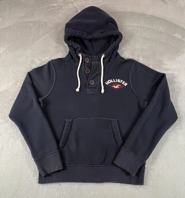 Sudadera con Capucha Hollister De Colección Para Hombre L Azul Marino Pullover Y2K Parche Envejecido Logo Foto 1 de 4