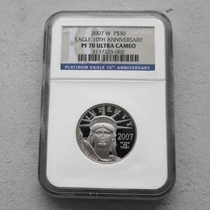 2007 Platinum Eagle 1/2 oz .9995 Fine $50 1/2oz NGC Proof 70 - Picture 1 of 2