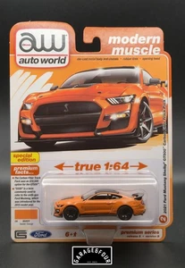 AUTO WORLD MODERN MUSCLE 2021 FORD SHELBY GT-500 CARBON FIBER TRACKPACK ORANGE - Picture 1 of 1