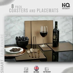 Copper Black Placemat and Matching Coaster Sets x 8pcs  set square - Picture 1 of 2