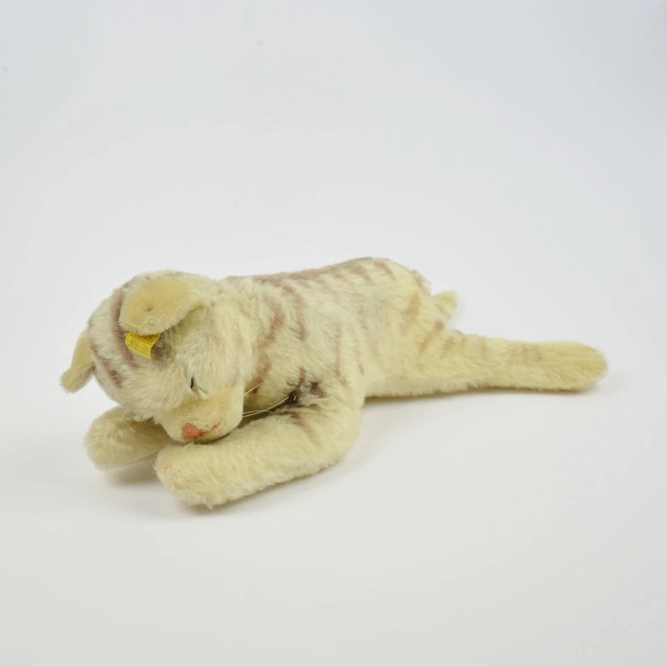 Steiff Floppy Kitty - Chat Dormant - Vintage - Ancien - Drapeau - Peluche - Photo 1/4
