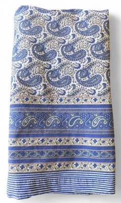 Mantel Williams Sonoma Estampado Jaipur Paisley Floral Rayas Azul Blanco 70x108 Foto 1 de 4