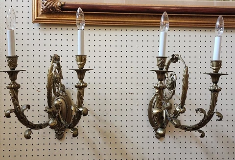 Beautiful French Louis XVI Bronze Sconces C1920 Cover