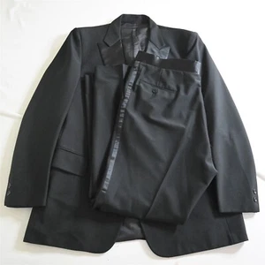 Vtg Mens 48L 38x32 Black Single Button Peak Lapel Bootcut Mens Tux Tuxedo - Picture 1 of 12