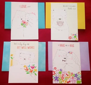 "Bear Family Collection", (4) Leanin' Tree Variety Cards, New With (4) Envelopes - Picture 1 of 10