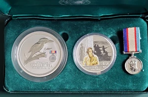 2003 Australia Kookaburra 2 oz and 1 oz 0.999 Silver Coin World War 2 Set - Rare - Bild 1 von 6
