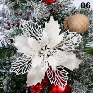 1 Stück Künstliche Gefälschte Blume Christbaumschmuck Weihnachtsstern Glitzer Weihnachten USA - Bild 1 von 20