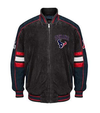 NFL Houston TEXANS Officially Licensed  Shell 100% LEATHER Suede Jacket ~ 2X Cover