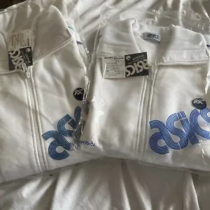NUEVO HECHO EN JAPÓN Retro 80 90s Asics Tigers TENIS Chándal Chaqueta BLANCA Pequeña - Imagen 1 de 5