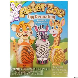 Easter Unlimited Easter Zoo Animals Print w Stands 22pc Egg Decorating Kit - Picture 1 of 2