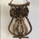 Wall Mounted Macrame Rope/string Owl Sitting On A Wooden Perch,
