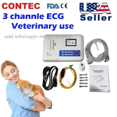 CONTEC Veterinary Digital 3 Channel 12 Lead Electrocardiograph ECG machine EKG - Image 1 of 4