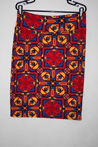 LuLaRoe Sz L Cassie Multi Color Geometric Print Pencil Skirt USA Made - Picture 1 of 4