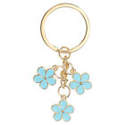 Flower Charm Keychain, Enameled Keychain Tassel Keyring Pendant, Light Blue