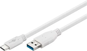Cable de conexión USB 3.0 USB-C a conector USB A 1,0m blanco - Imagen 1 de 1