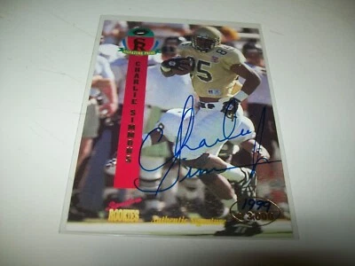 1995 SIGNATURE ROOKIES CHARLIE SIMMONS AUTO SIGNED GEORGIA TECH YELLOW JACKETS - Image 1 of 2