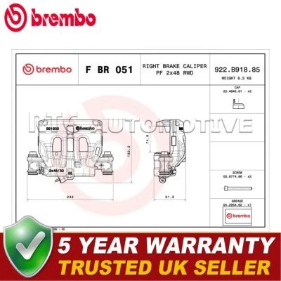 Pinza de freno delantera derecha Brembo para Mercedes Vito 2014- 2.1 CDi D Foto 1 de 4