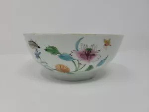 Antike Worcester Dr. Wall Periode Schüssel - C.1770 Blumen und Insekten - Bild 1 von 24