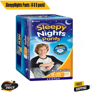 Babylove Sleepy Nights Pants 27-57kg (8-15 Years) 32 Pants (4 Pack of 8) - Picture 1 of 5