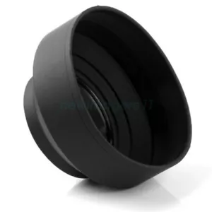 AU 3-Stage Collapsible Rubber Foldable Lens Hood Shade For Canon Nikon Cameras - Picture 1 of 8