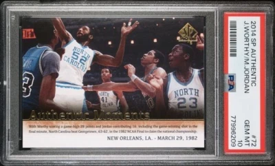 2014 SP Auténtico 72 Michael Jordan PSA 10 James Worthy Carolina del Norte Gema Como Nuevo Foto 1 de 2