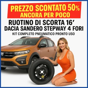 Ruotino di Scorta 16" Dacia Sandero Stepway 4 Fori Kit Completo Pneumatico - Imagen 1 de 10