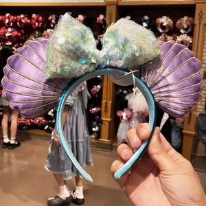 Disney* Resort Little Mermaid Ariel Purple Seashell Minnie Ears Bow Headband US - Picture 1 of 6