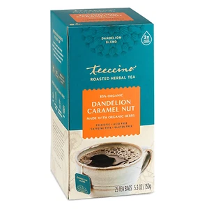 Teeccino té de nuez caramelo diente de león, 25 bolsitas de té - sin cafeína, hierbas tostadas - Imagen 1 de 11