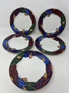 Lot 5 Vintage Vitromaster Curtain Call 8" Salad Plates Sue Zipkin 1993 Stoneware - Picture 1 of 7