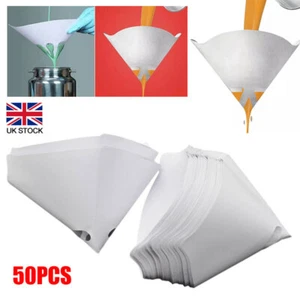 Fine Paint Strainers 190 micron Filter Nylon Mesh Paint Paper Funnel 50Pcs Paper - Picture 1 of 12