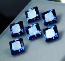 6 PCS 5x5 mm NATURAL Blue Sapphire CERTIFIED Square Cut Loose Gemstones  Lot