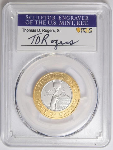 2000-W Library of Congress $10.00 PCGS MS-70 Autographed Tom D. Rogers #05768 Cover