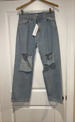 NWT ICON DENIM LA BELLA ripped denim blue straight 100%cotton jean Size 28 - Image 1 of 4