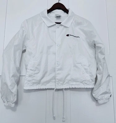 冠军黑色裁剪大标志 WINDBREAKER 夹克运动健身房中号 — 第 1/4 张图片