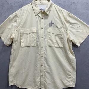 Guy Harvey AFTCO Fishing Shirt XXL Off White-Cream Embroidered Sailfish Vented - Picture 1 of 10