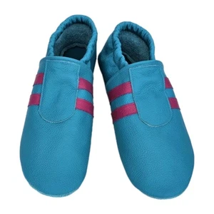 Zapatillas de casa T. 39 2 rayas turquesa/rosa mujer cuero azul - Imagen 1 de 4