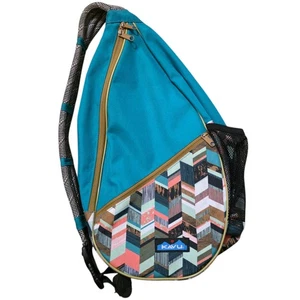 Kavu, Paxton Coastal Chevron Blocks, Nylon Rope Multi-Pocket Crossbody Bag/Pack - Picture 1 of 7