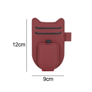 Luxury Leather Car Sun Visor Glasses Holder Magnetic Eyeglasses Hanger Clip - Picture 1 of 12