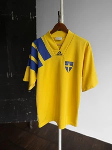 Adidas Equipment Sweden National Team Football Jersey Vintage 90s Sverige M/L - Picture 1 of 7